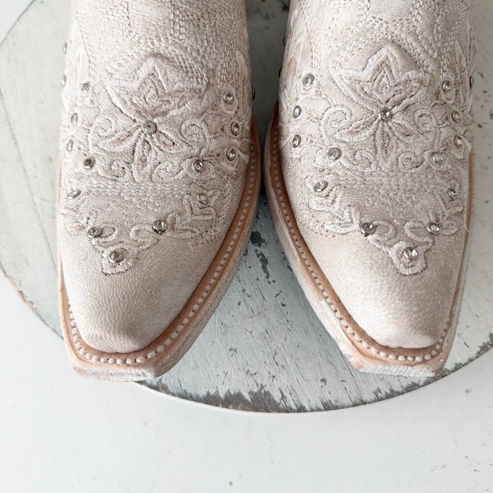 Lane DESTINY Womens Cowboy Boots 7.5 White Western Cowgirl Bridal Mid Calf Tall - Picture 6 of 12